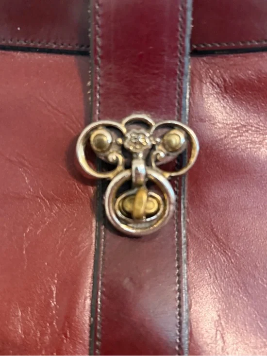 Vintage John Romain Leather Shoulder Bag Burgundy Oxblood Gold Clasp - Picture 4 of 10